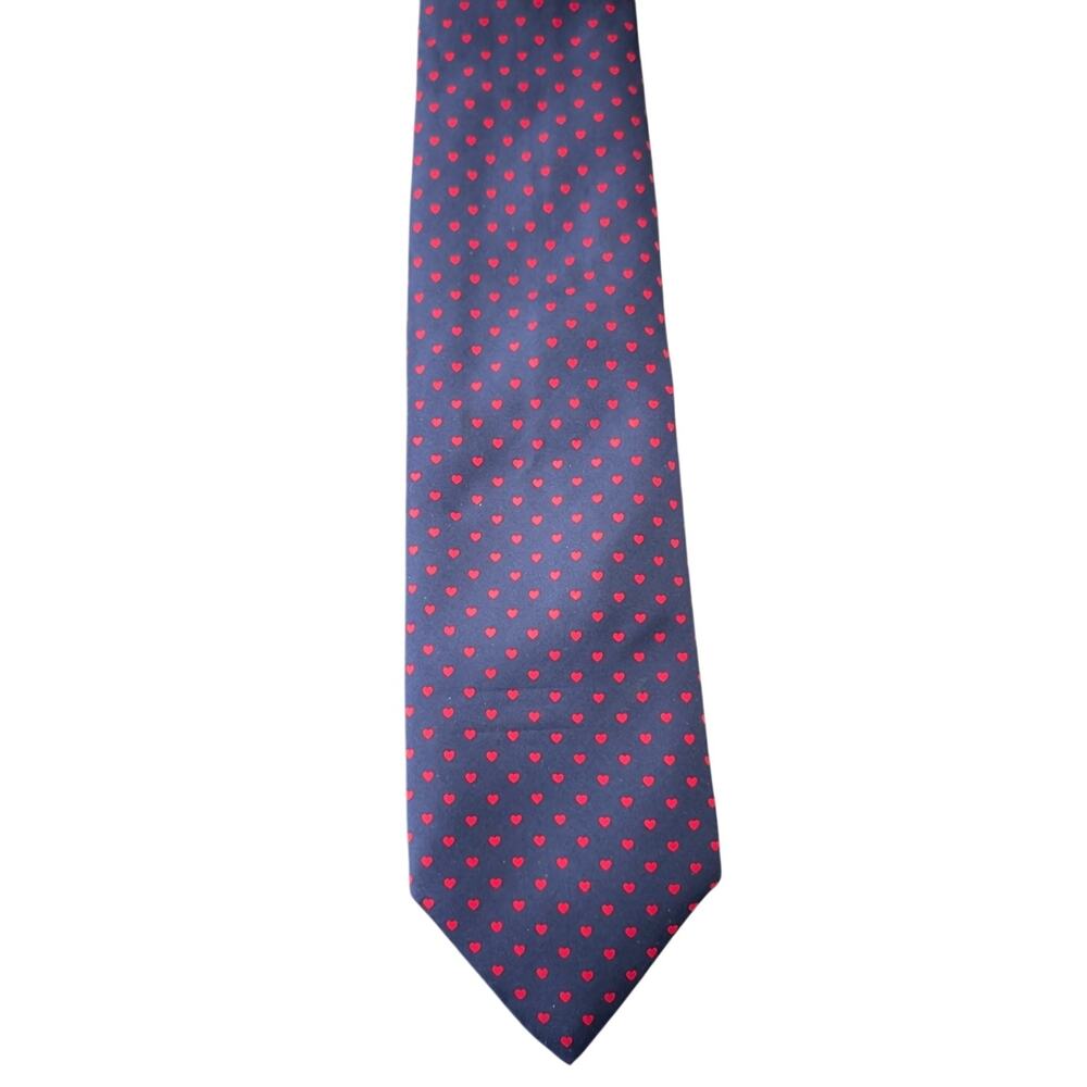 NWOT Rare Vintage Chopard 100% Silk Men's Blue Tie With Red Hearts